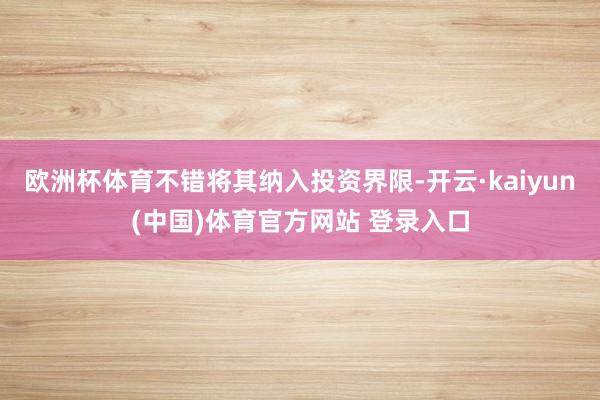欧洲杯体育不错将其纳入投资界限-开云·kaiyun(中国)体育官方网站 登录入口