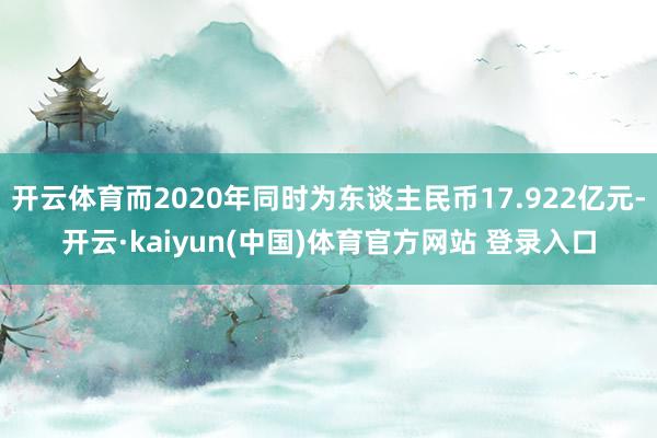 开云体育而2020年同时为东谈主民币17.922亿元-开云·kaiyun(中国)体育官方网站 登录入口